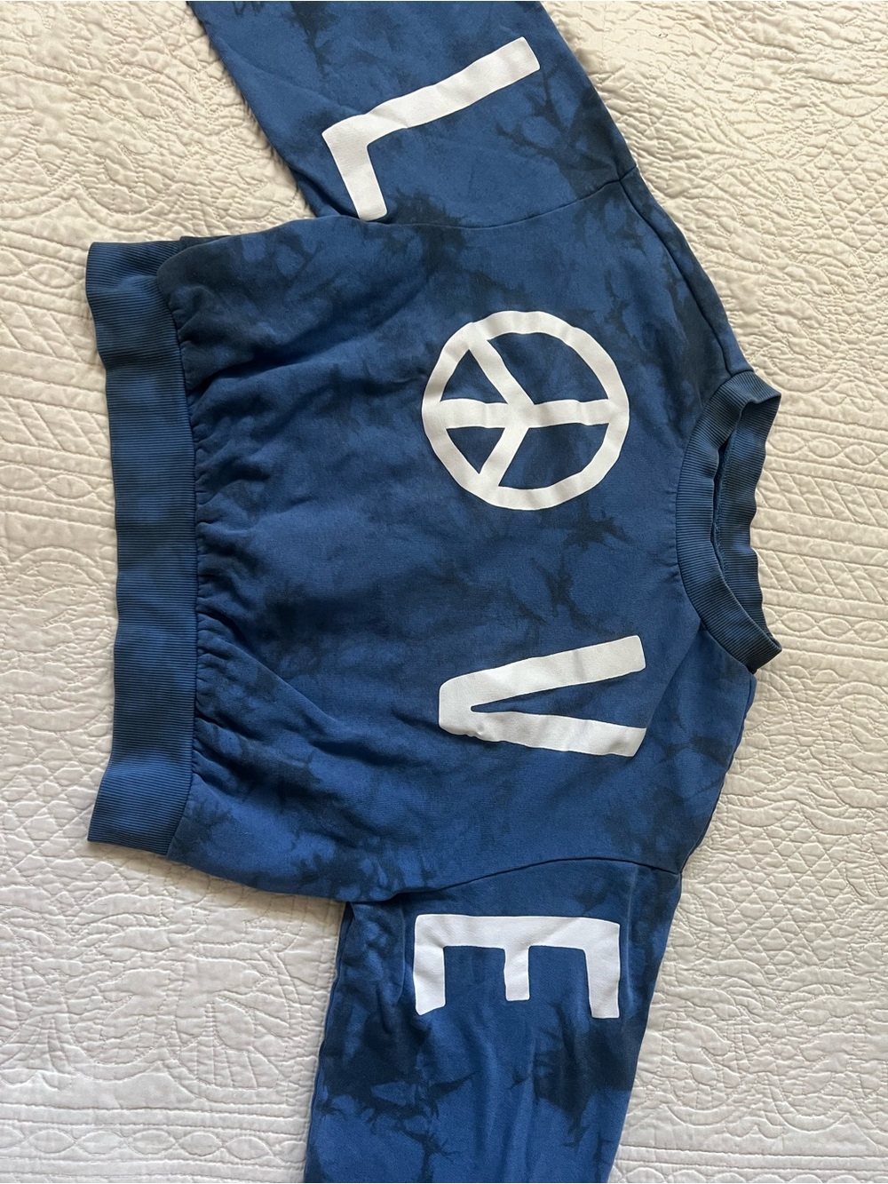 Peace & Love Blue Tie Dye Cropped Sweatshirt